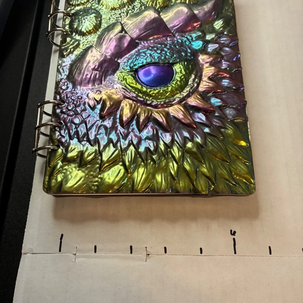 Dragon Eye Journal 3D Sculpted Resin A5 Refill 6 Ring Binder Green Purple New